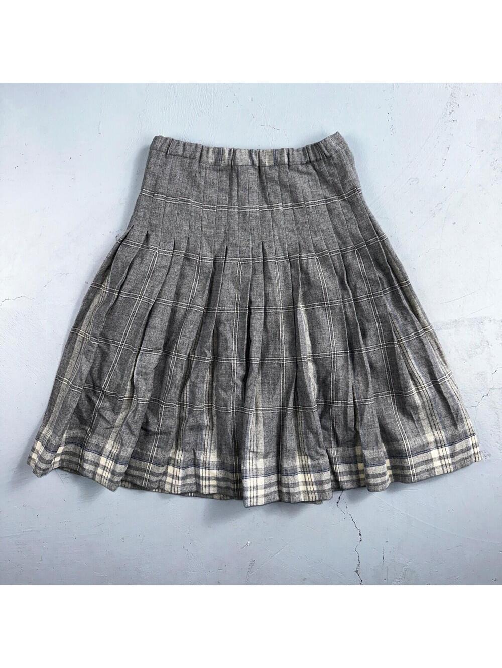 Gray Plaid Original Vintage Wool Pleated Skirt Rockabilly 1960s 50s 60s 26 Waist